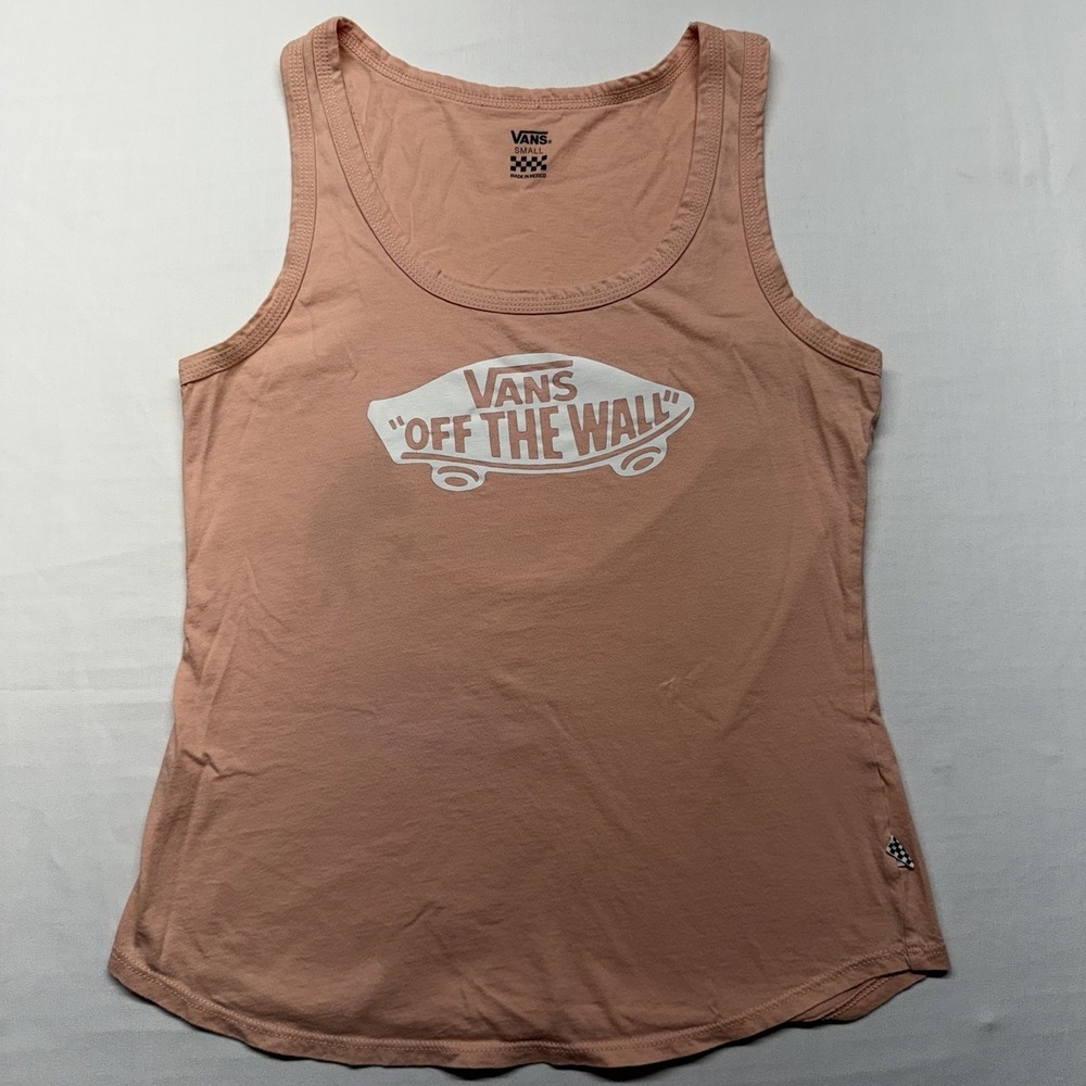 Vans Off The Wall‎ Tank Top Small Peach Graphic Logo Skate Casual